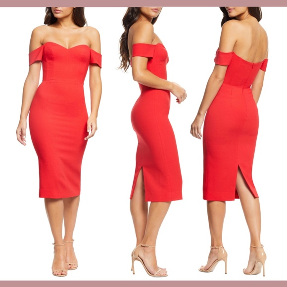 NEW Dress the Population‎ [ XXL ] Bailey Off Shoulder Body-Con Dress - Picture 1 of 12